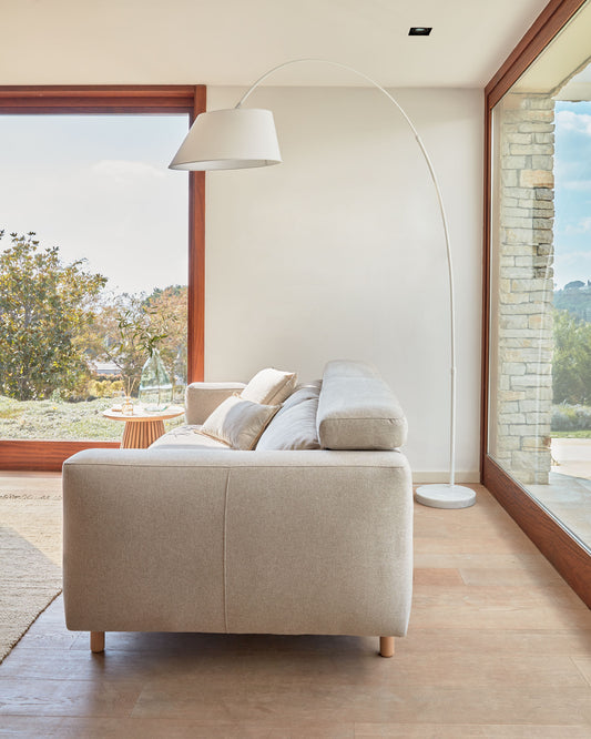 Llum de peu May d'acer amb base de marbre blanc