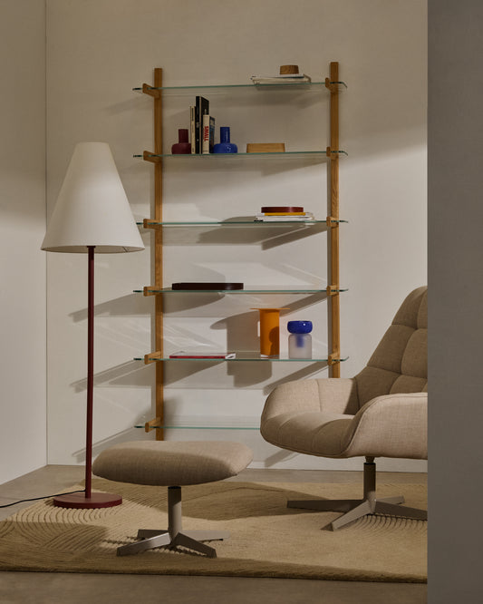 Prestatgeria modular Sitra 6 balda de vidre i fusta massissa roure 90 cm FSC Mix Credit