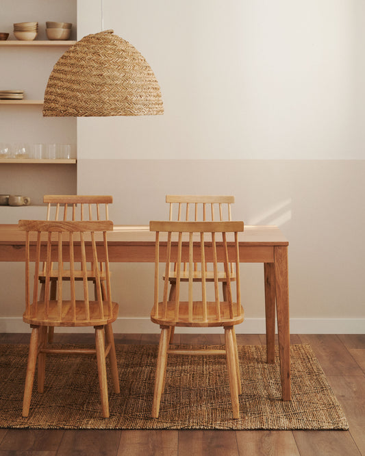 Taula extensible Yain de xapa i fusta massissa de roure 160 (220) x 80 cm