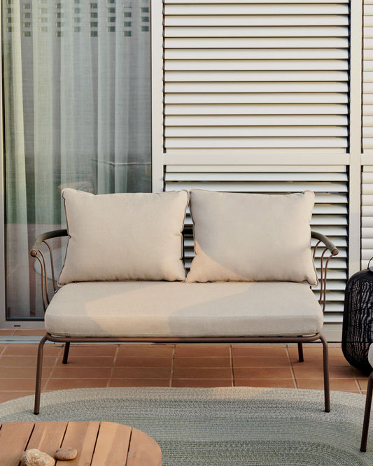 Sofà Salguer de corda verde i acer amb acabat pintat marró 134 cm