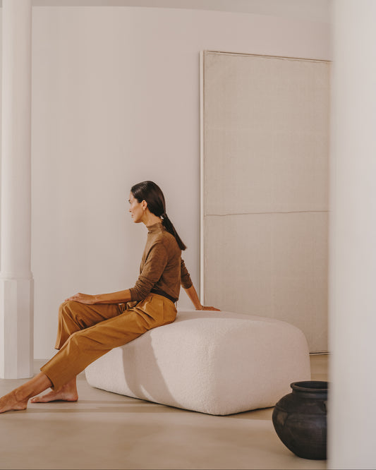 Reposapeus Martina de xenilla color cru 123x85 cm