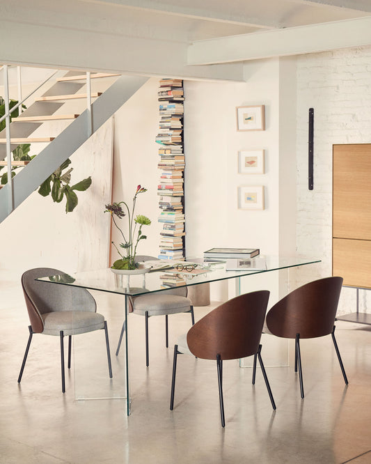 Taula Burano de cristall 180 x 90 cm