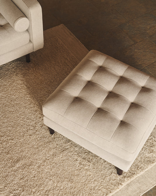 Reposapeus Debra de xinilla perla i potes naturals 80 x 80 cm FSC Mix Credit