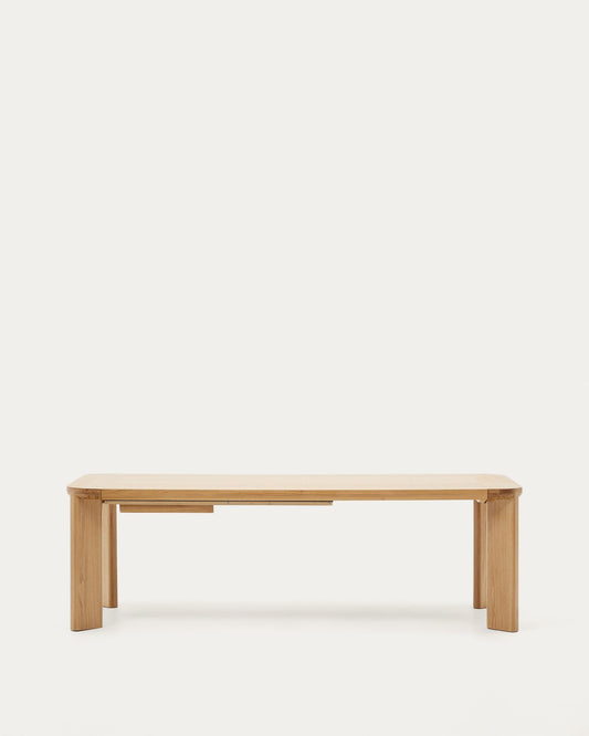 Taula extensible Jondal de fusta massissa i xapa de roure FSC 100%, 240 (320) x 100 cm