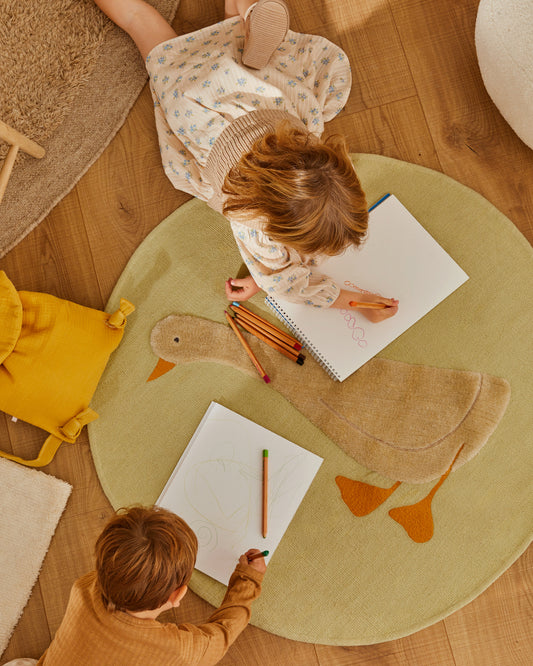 Catifa Milu 100% de cotó verd d’oca Ø 100 cm