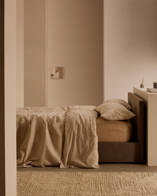 Llit amb canapè abatible Nahiri gris per a matalàs de 150 x 200 cm