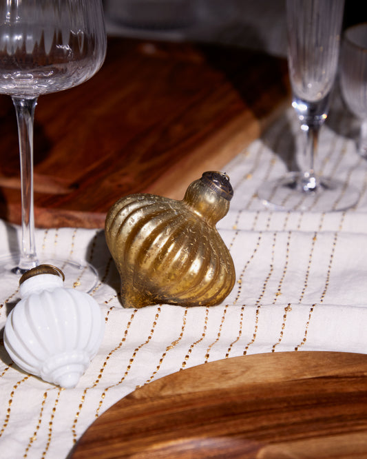 Set Raj de 2 Adorns penjants de vidre reciclat daurat 10 cm