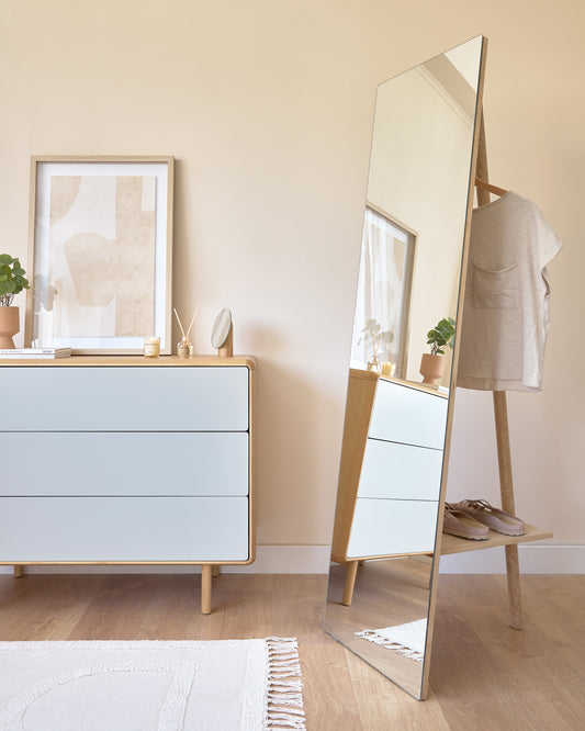 Mirall penjador de peu Keisy 45 x 160 cm fusta masissa bedoll