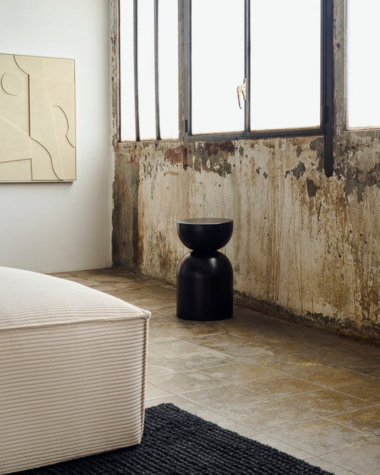 Mesa auxiliar Rachell de metal con acabado pintado negro brillante Ø 30 cm