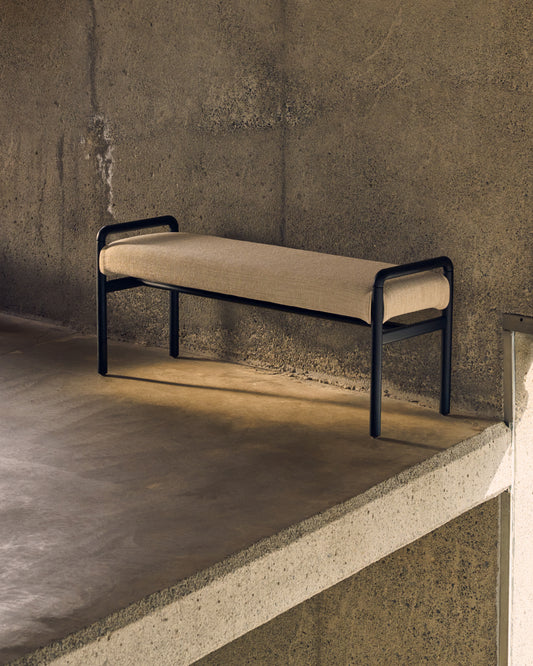 Banc desenfundable Macaret de fusta massissa de roure acabat negre 120 cm FSC Mix Credit