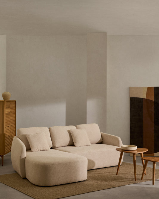 Sofà llit Laira 3 places de xenilla amb chaise longue esquerra cru 246 cm FSC Mix Credit