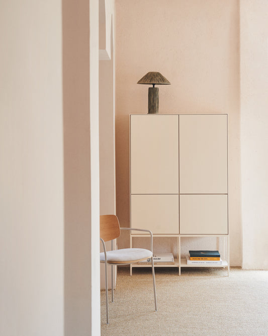 Buffet haut Vedrana 4 portes DM laqué blanc 97,5 x 160 cm