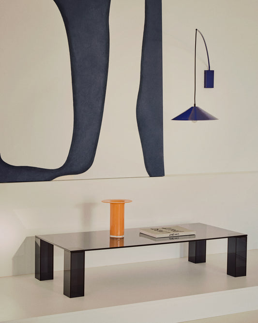 Taula de centre Adularia de vidre temperat gris fosc 140 x 60 cm