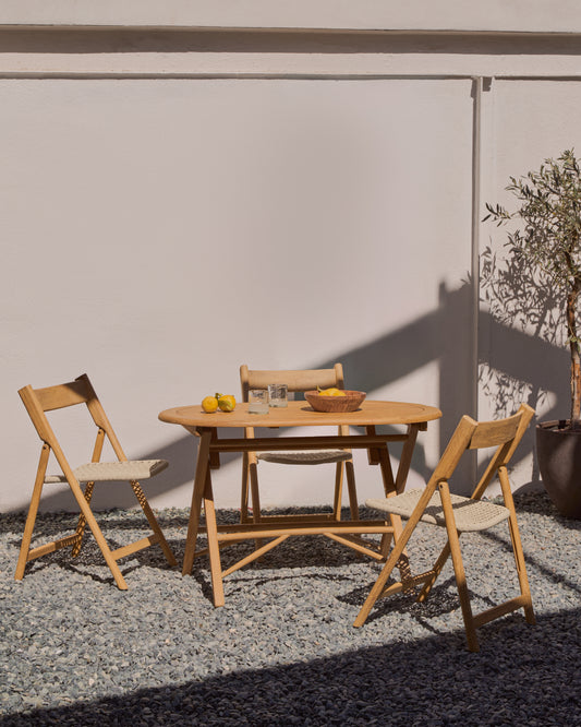 Taula plegable Dandara de fusta massissa d'acàcia acabat natural Ø 120 x 60 cm FSC 100%