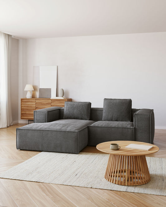 Sofà Blok 2 places de pana gruixuda chaise longue esquerre gris 240 cm FSC Mix Credit