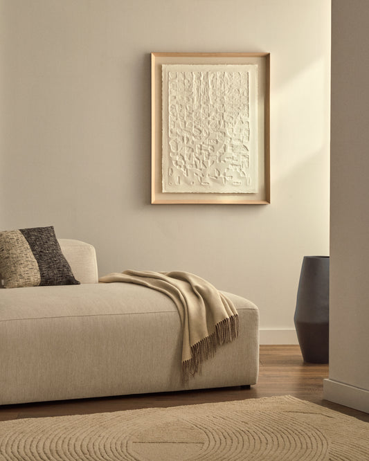 Quadre Annia de paper maixé blanc 90 x 70 cm