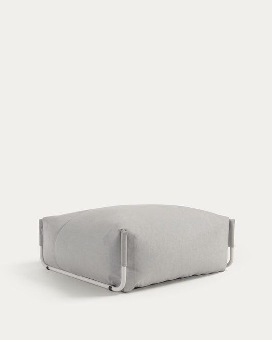 Pouf canapé modulaire Square 100 % extérieur gris clair et aluminium blanc 101 x 101 cm
