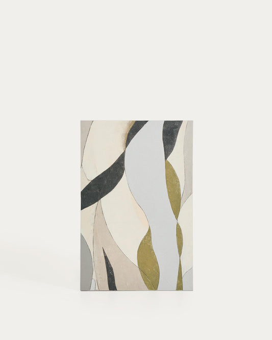 Lienzo abstracto Marvilo gris y mostaza 60 x 90 cm