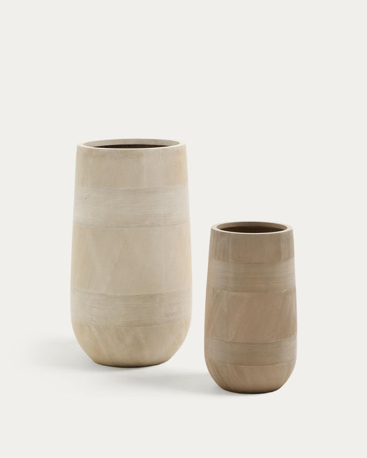 Set Tival de 2 portatestos d'efecte ciment beige Ø 45 cm / Ø 32 cm
