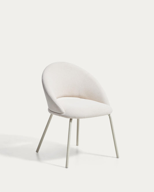 Silla Bonali de chenilla beige y patas de metal beige FSC Mix Credit