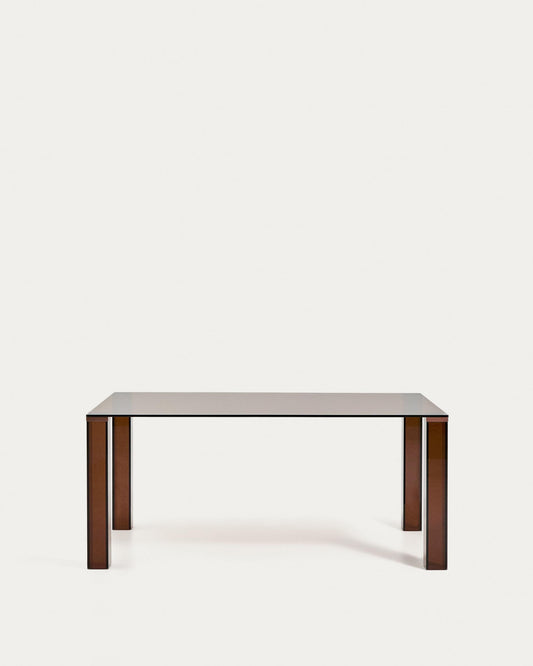 Taula Adularia de vidre trempat marró 160x90 cm