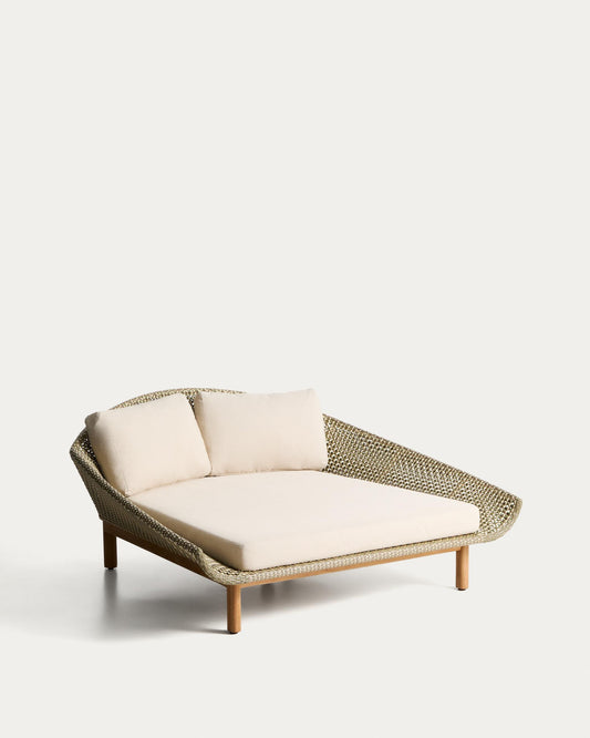 Gandula doble Olbia de rotang sintètic i fusta massissa de teca FSC 100%