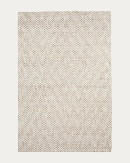 Catifa Calira de llana jacquard trenat beix 300x200 cm