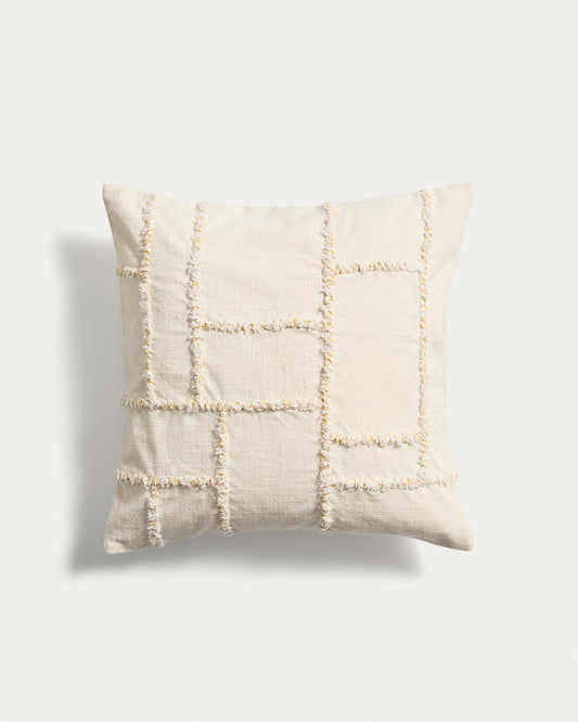 Funda de cojín Verion con detalle geométrico bordado amarillo 45 x 45 cm