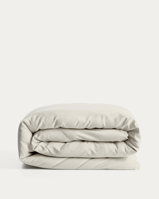 Funda nòrdica Sirale 100% cotó setí acabat rentat blanc per a llit de 90 cm
