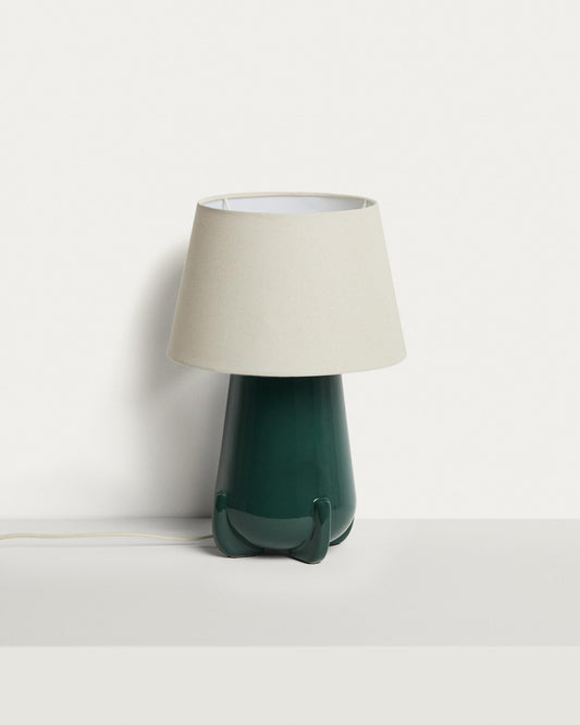 Llum de taula Odra de ceràmica verda amb acabat brillant