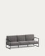 Sofà 100% exterior Comova 3 places gris fosc i d'alumini negre 222 cm