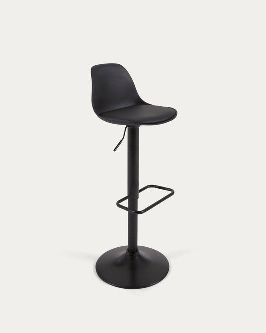 Tamboret Orlando - T de poliuretà negre i acer negre mat 60-82 cm