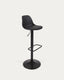 Tamboret Orlando - T de poliuretà negre i acer negre mat 60-82 cm