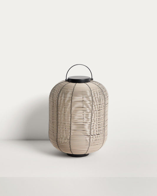 Llum de taula petita portàtil Saranella LED de rotang sintètic gris clar