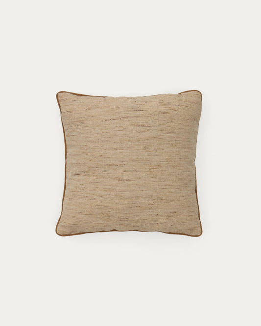 Funda de coixí Aleos de teixit jaspiat amb viu en contrast mostassa 45x45 cm
