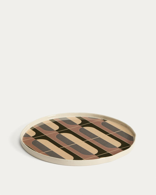 Plat pla Julnet de ceràmica marró