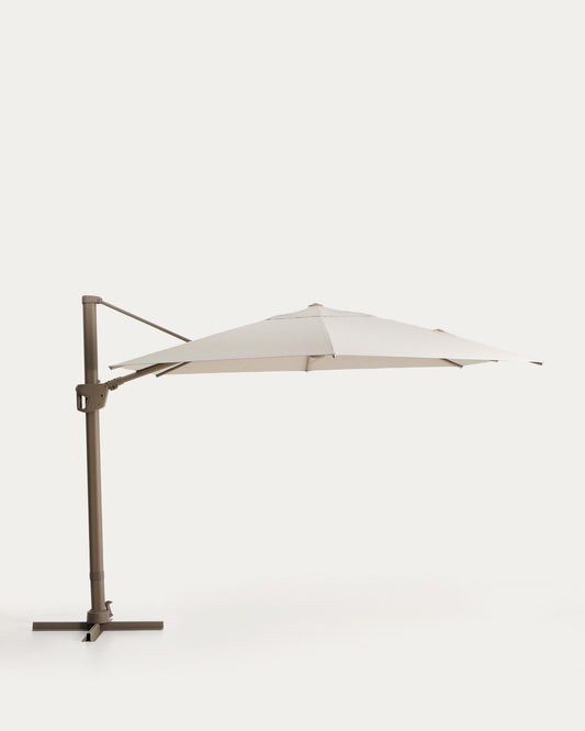 Parasol excéntrico Noli beige con estructura de aluminio topo 300 x 420 cm