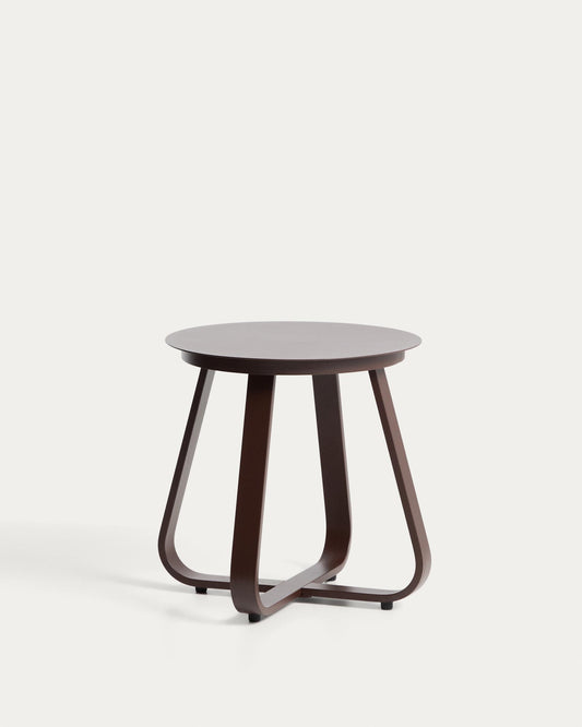 Taula auxiliar d’exterior Tamaris d’alumini marró Ø48 cm