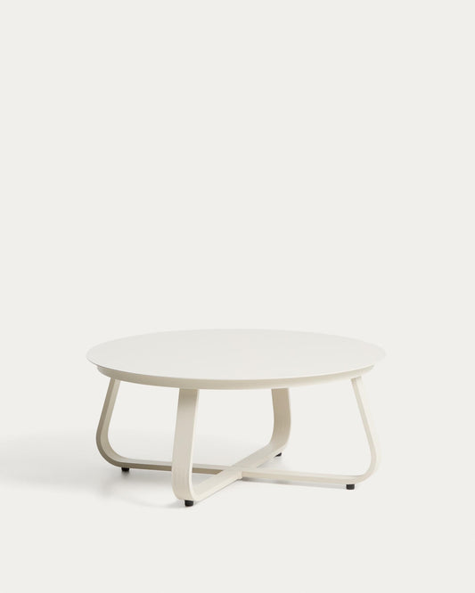 Taula de centre d’exterior Tamaris d’alumini color cru Ø80 cm