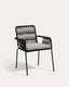 Silla apilable Samanta de cuerda negro y patas de acero galvanizado