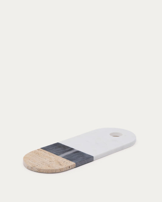 Taula de servir gran Nivol de marbre blanc, negre i travertí