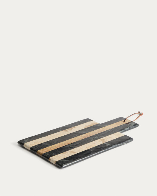 Taula de servir Surne de marbre negre, marró i beix 30 x 23 cm