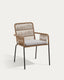 Silla apilable Samanta de cuerda beige y patas de acero galvanizado