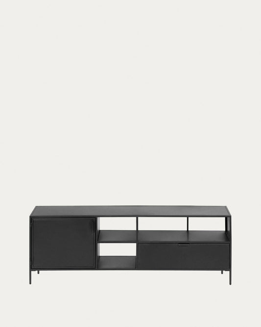 Moble TV Shantay 1 porta i 1 calaix de metall amb acabat pintat negre 150 x 50 cm