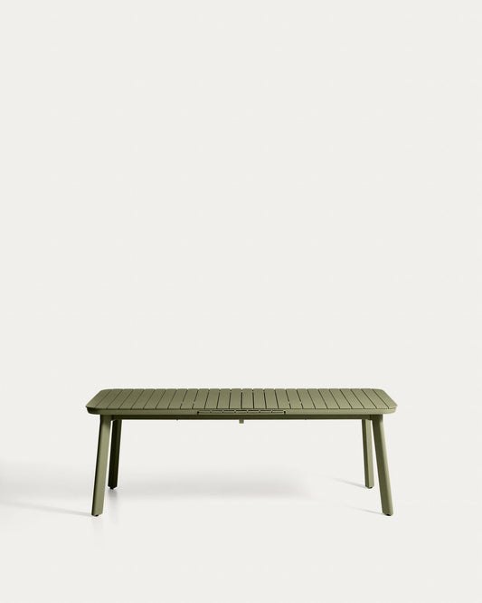 Taula extensible d’exterior Izola d’alumini amb acabat verd 220 (280) x 100 cm
