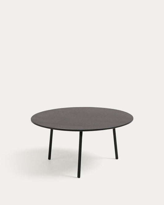 Taula de centre Mathis fibra de ciment amb potes d'acer acabat negre Ø 70 cm