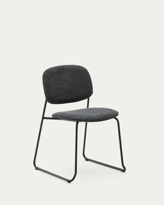 Cadira apilable Meli de xenilla grisa i potes de metall gris FSC Mix Credit