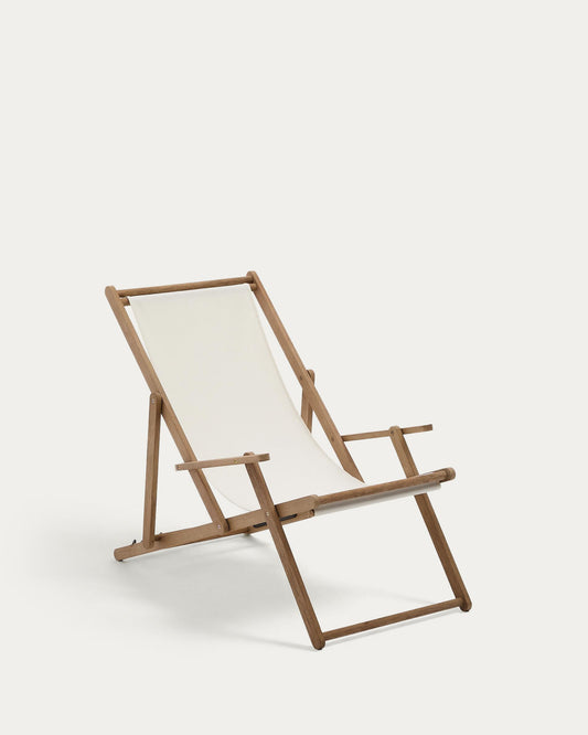 Hamaca plegable d'exterior Vilara blanca de fusta massissa d'acàcia FSC 100%