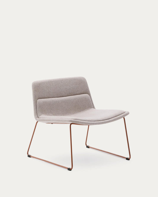 Fauteuil Zahara beige et pieds en acier avec finition terracota FSC 100 %