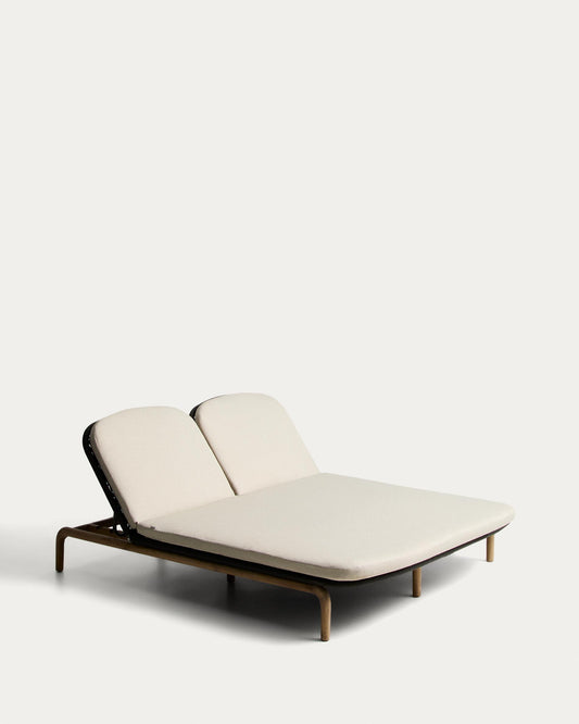 Bain de soleil double Alipa en bois d’acacia et corde gris foncé FSC 100 %